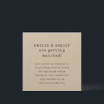 Invitation Mariage minimaliste Retro Machine à écrire noir Kr<br><div class="desc">Rétro minimaliste Machine à écrire noir et blanc Faire-part de mariage papier Kraft</div>
