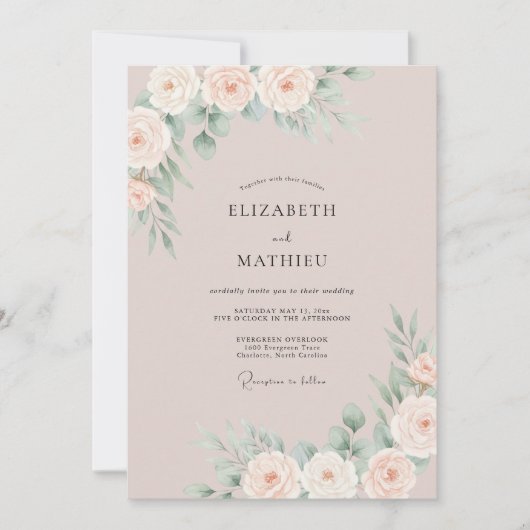 Invitation Mariage Minimaliste Romantique de Sable (Devant)