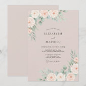 Invitation Mariage Minimaliste Romantique de Sable (Devant / Derrière)