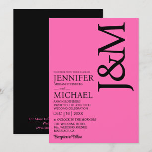 Invitation Mariage Minimaliste Rose Chaud Magenta Fuchsia