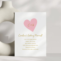 Mariage Minimaliste Rose Cœur Amour Initiales