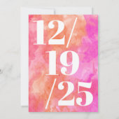 Invitation Mariage minimaliste rose et orange gras (Dos)