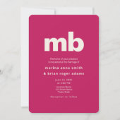 Invitation Mariage Minimaliste Rose Foncé (Devant)