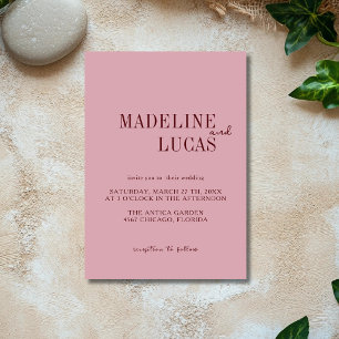 Invitation Mariage Minimaliste Rose Poussiéreuse Bourgogne Pr
