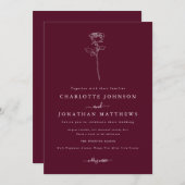 Invitation Mariage minimaliste Rose simple (Devant / Derrière)