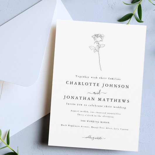 Invitation Mariage minimaliste Rose simple