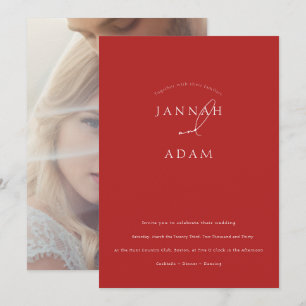 Invitation Mariage Minimaliste Rouge Écriture