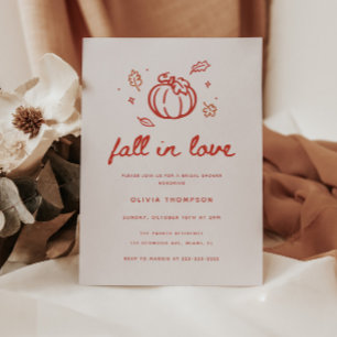Invitation Mariage minimaliste rouge "Tombez amoureux" Baby S