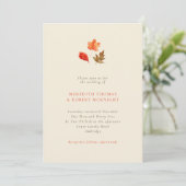 Invitation Mariage Minimaliste Rustique aux Feuilles d'Automn (Debout devant)