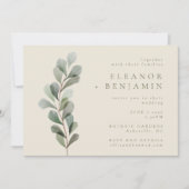 Invitation Mariage minimaliste rustique de verdure botanique (Devant)