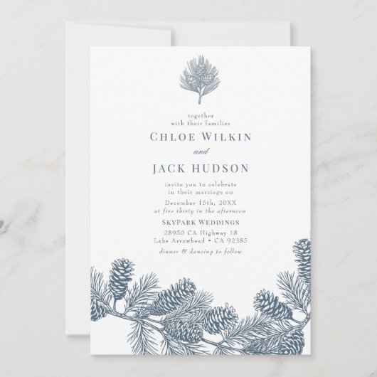 Invitation Mariage minimaliste rustique d'hiver (Devant)