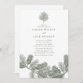 Invitation Mariage minimaliste rustique d'hiver (Devant / Derrière)