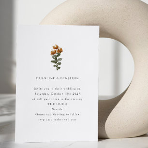 Invitation Mariage Minimaliste Rustique Fantaisiste aux Fleur