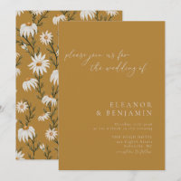 Mariage Minimaliste Rustique Floral Jaune Moutarde