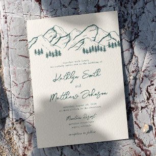Invitation Mariage minimaliste Sage Green Mountain Pine Tree