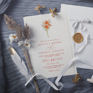 Invitation Mariage minimaliste sauvage chic rustique avec cod