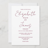 Invitation Mariage minimaliste Script Photo Burgundy (Devant)