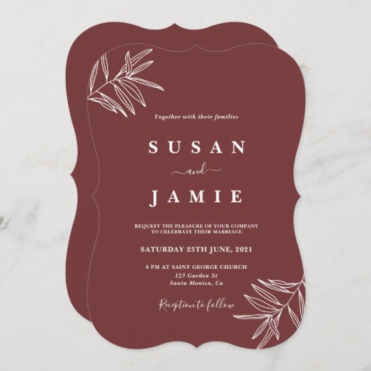 Invitation Mariage minimaliste simple (Devant / Derrière)