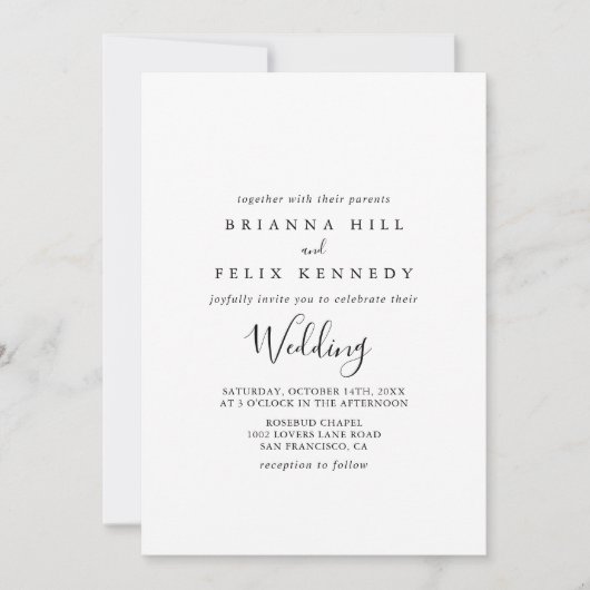 Invitation Mariage minimaliste simple (Devant)