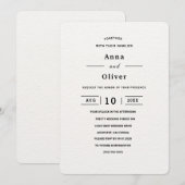Invitation Mariage minimaliste simple blanc personnalisable (Devant / Derrière)