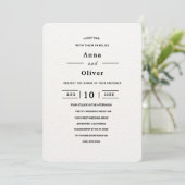 Invitation Mariage minimaliste simple blanc personnalisable (Debout devant)
