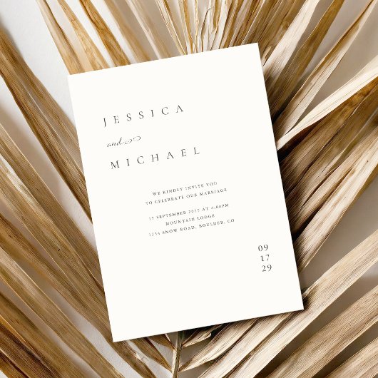 Invitation Mariage minimaliste simple et élégant