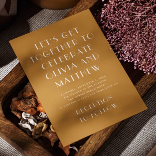 Invitation Mariage minimaliste simple et moderne jaune moutar