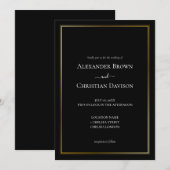 Invitation Mariage Minimaliste Simple Fond Noir (Devant / Derrière)