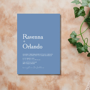 Invitation Mariage minimaliste simple moderne bleu français