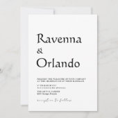 Invitation Mariage minimaliste simple moderne noir (Devant)