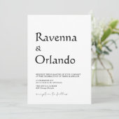 Invitation Mariage minimaliste simple moderne noir (Debout devant)