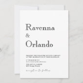 Invitation Mariage minimaliste simple moderne noir (Devant)