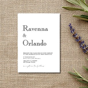 Invitation Mariage minimaliste simple moderne noir