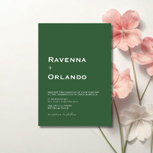 Invitation Mariage minimaliste simple moderne vert forêt