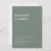 Invitation Mariage minimaliste simple moderne vert sauge (Devant)