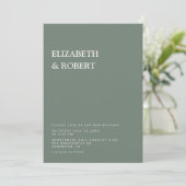 Invitation Mariage minimaliste simple moderne vert sauge (Debout devant)