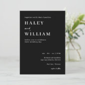 Invitation Mariage Minimaliste Simple Noir & Blanc (Debout devant)