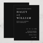 Invitation Mariage Minimaliste Simple Noir & Blanc (Devant / Derrière)