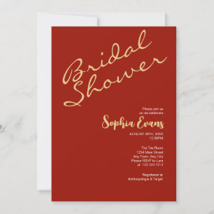 Invitation Mariage Minimaliste & Simple Or Rose Rouge