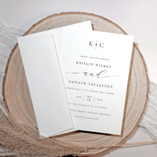 Invitation Mariage Minimaliste Simple Romantique Noir et Blan