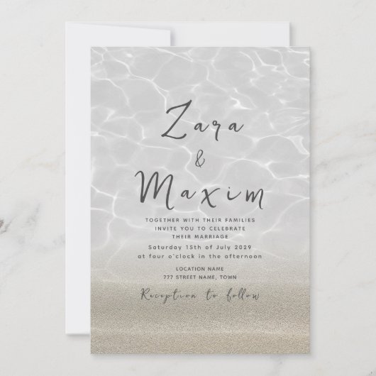 Invitation Mariage Minimaliste sur la Plage (Devant)