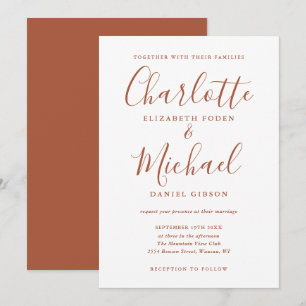 Invitation Mariage Minimaliste Terracotta Script
