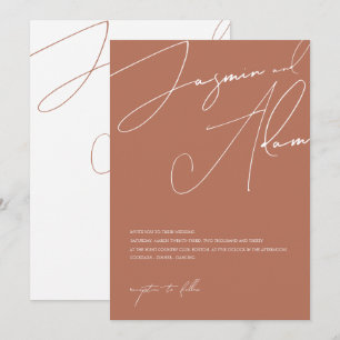 Invitation Mariage Minimaliste Terracotta Typographie Script