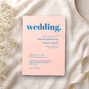 Invitation Mariage Minimaliste Terre Ton Rose Bleu Moderne