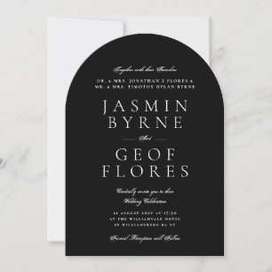 Invitation Mariage Minimaliste Thème Nœud Papillon Noir Arch