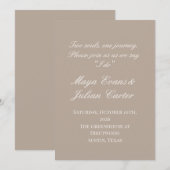 Invitation Mariage Minimaliste Tuape & Blanc Chaud (Devant / Derrière)