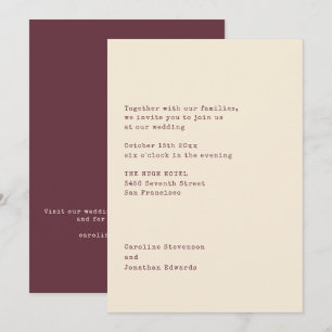 Invitation Mariage minimaliste typographie machine à écrire B