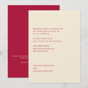 Invitation Mariage Minimaliste Typographie Machine à Écrire R