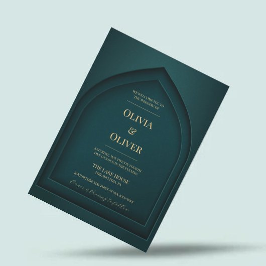 Invitation Mariage minimaliste vert chic