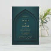 Invitation Mariage minimaliste vert chic (Debout devant)